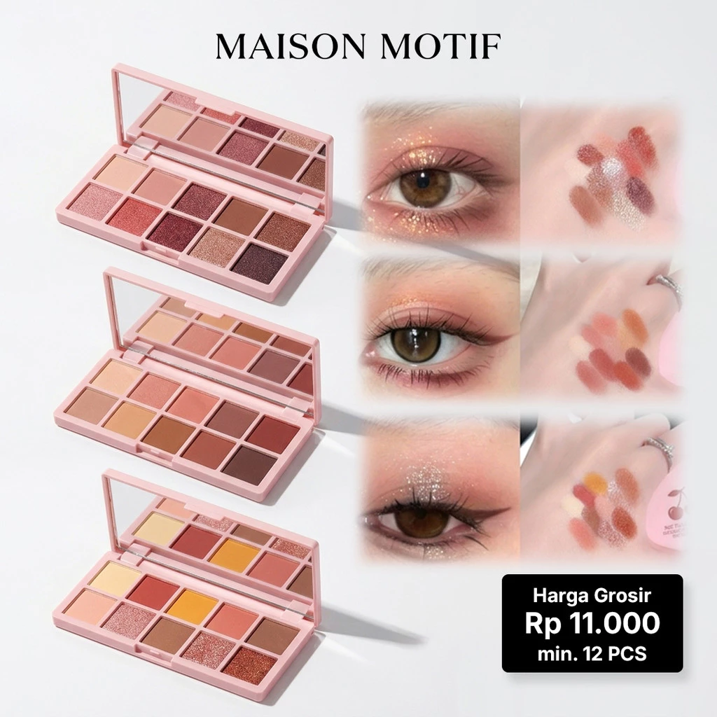 GROSIR 12 Pcs Eyeshadow Palette 10 Warna Matte Nude Earth Tone Waterproof Anti Luntur 247 5020