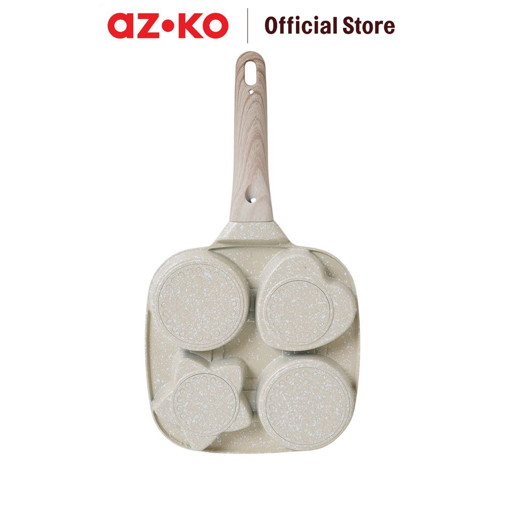 AZKO Culinart Wajan Penggorengan Telur 4 Cetakan Shape Round Aluminium - Krem Frying Pan Skillet Pan Goreng Teflon Goreng - Gambar 4