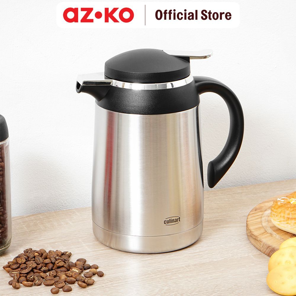 AZKO Culinart Teko Vacuum Flask Stainless Steel 1 Liter - Hitam Termos Jug Termos Insulated Server Flask Jug