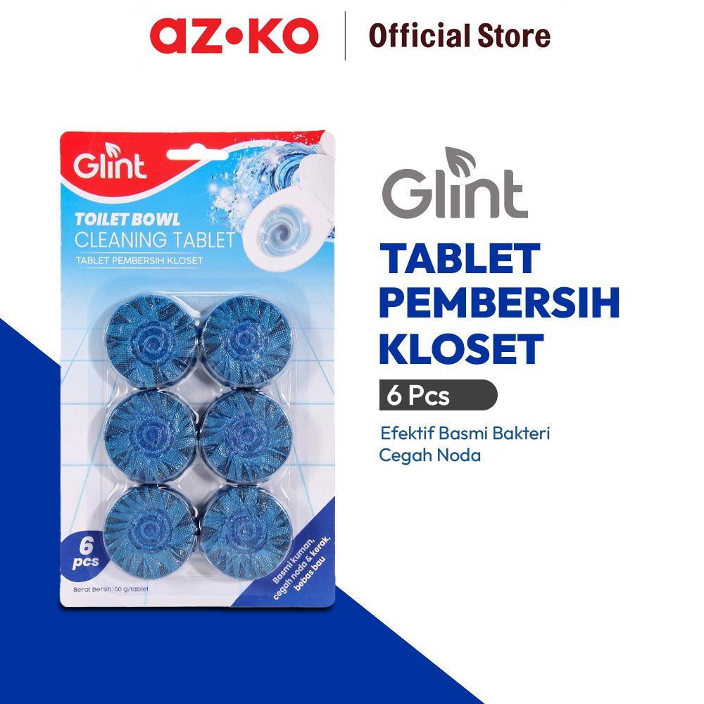 AZKO Glint Tablet Pembersih Kloset 6 Pcs - Biru Toilet Cleaner Tablet Toilet Tank Cleaner Flush Cleaner Bowl Freshener Sanitizing Tablet