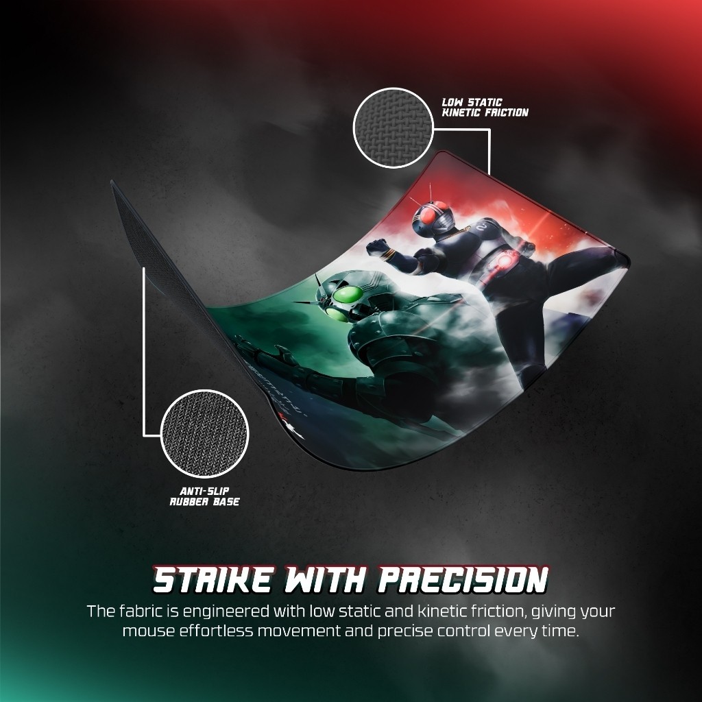 Fantech x Kamen Rider Black ATO Deskmat MP905 Mousepad Gaming XL 90x40cm 4mm Anti Slip Stitching Mouse Pad - Gambar 3