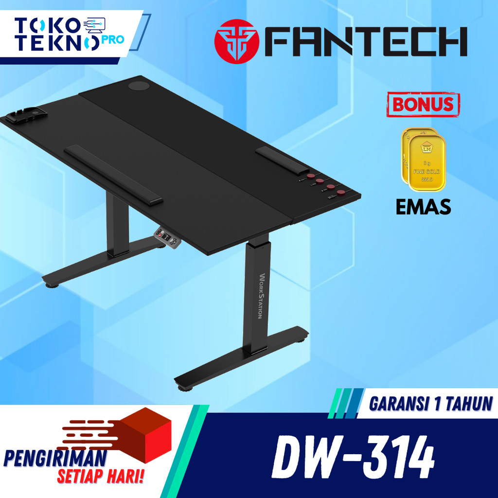 Fantech WorkStation DW314 / DW-314 Meja Kerja Gaming Elektrik Adjustable Desk Dual Motor Ergonomic Incline Smart Lift Table