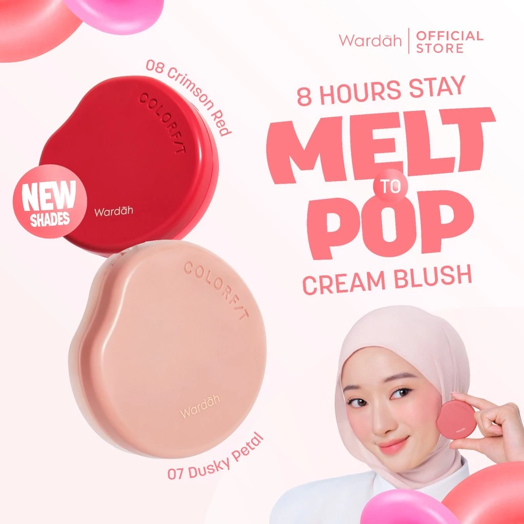 [NEW LAUNCH!] Wardah Cream Blush On Macaroon Colorfit Melt to Pop Cream Blush - Dengan Vitamin E, tekstur cream-to-powder, warna intens hasil smooth tahan hingga 8 jam, liquid blush on blendable pigmented blush cool tone - Makeup Wardah Official Store