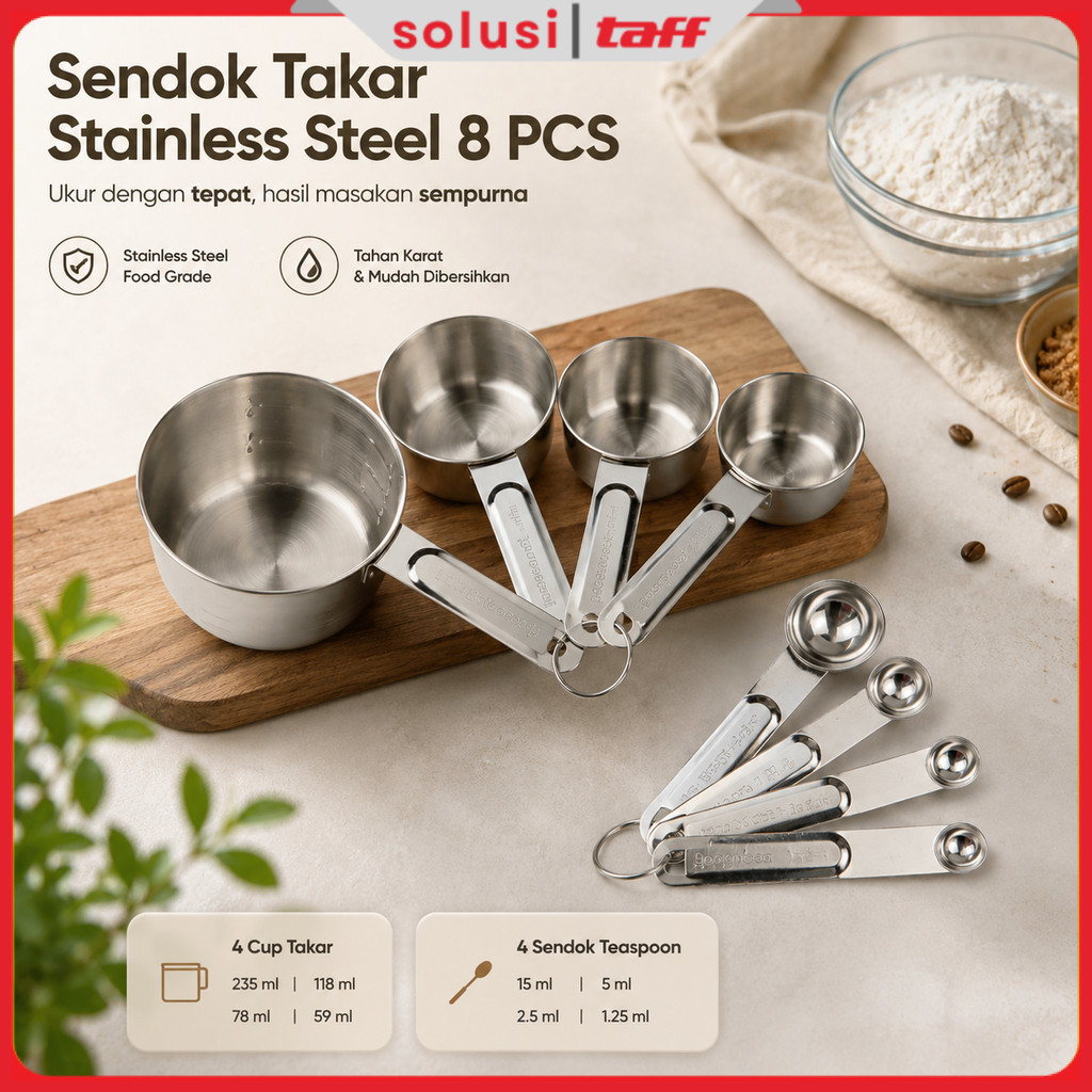 ST - TaffHOME Goodcook Set Sendok Takar Stainless Measuring Spoon 8 PCS - 167