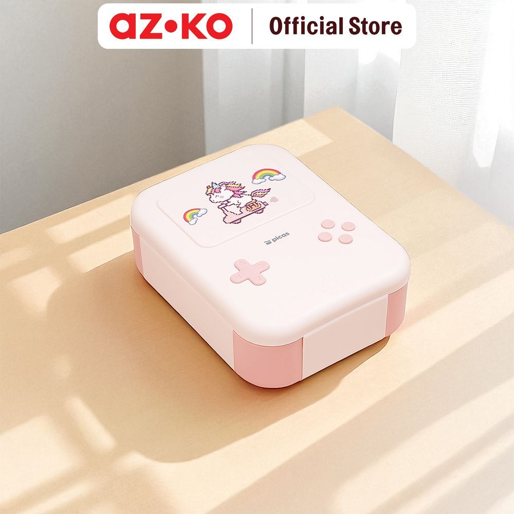 AZKO Picas Gamy Kotak Makan 3 Sekat Unicorn 1 Liter Bento Box Meal Container Tempat Bekal Lunch Box Kotak Bekal
