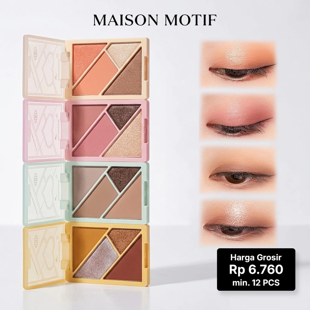 GROSIR 12 Pcs Eyeshadow Make Up Natural Waterproof 4 Colors Palette Long Lasting High Pigment 279 5205