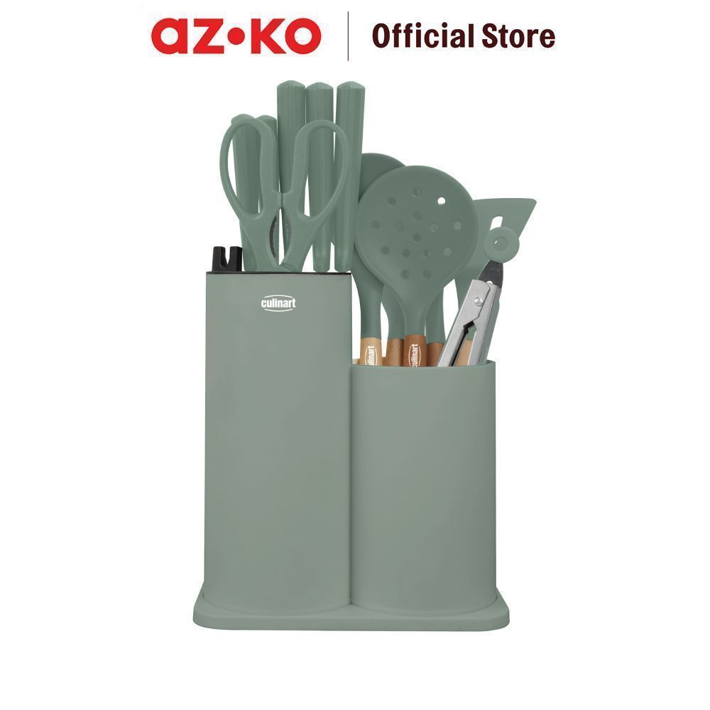 AZKO Culinart Pisau Dan Peralatan Masak Set 13 pcs - Hijau Cooking Set Kitchenware Alat Dapur Cookware