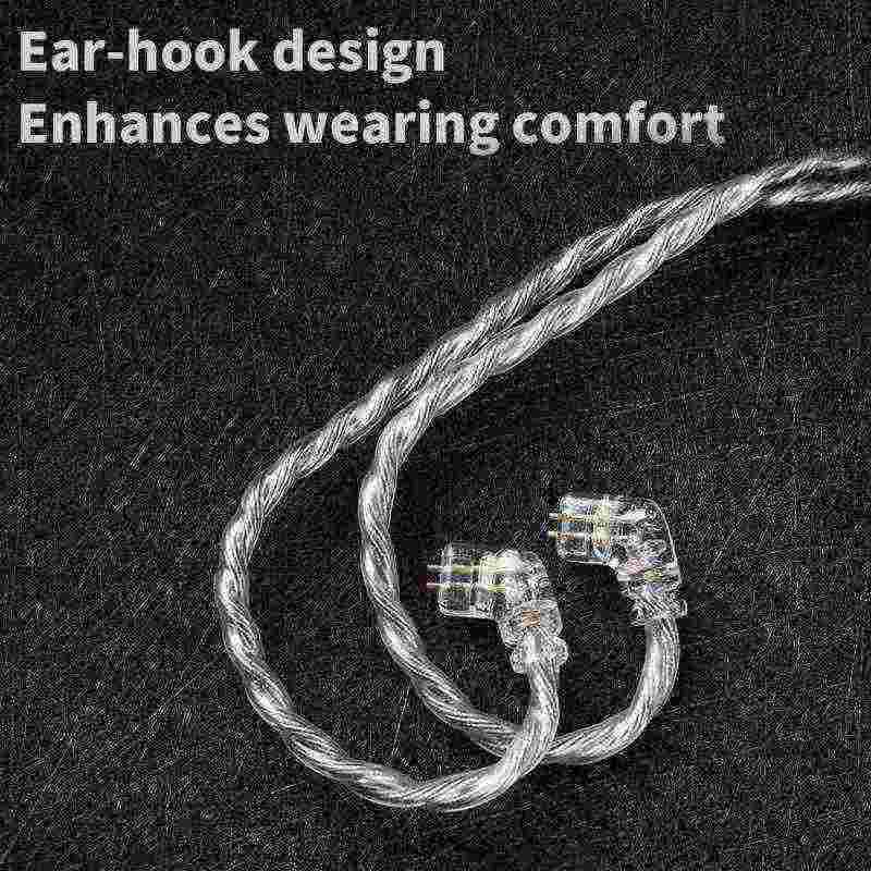 QKZ T7 / T-7 With Mic Oxygen Free Copper Silver Plated Kabel Braided Earphone IEM Upgrade Cable - Gambar 3