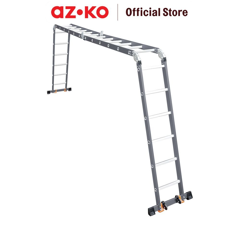 AZKO Fixsteps Tangga Lipat Aluminium - Abu-Abu Folding Ladder Step Ladder Tangga Portable Foldable Steps Alat Panjat - Gambar 2