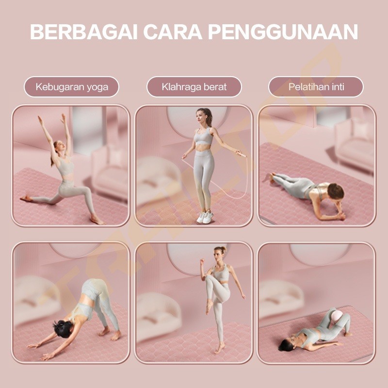 Paus Biru - Matras Yoga TPE Karpet Anti Selip 2 Sisi Peredam Suara Anti Goyang Alat Olahraga Di Rumah - Gambar 3