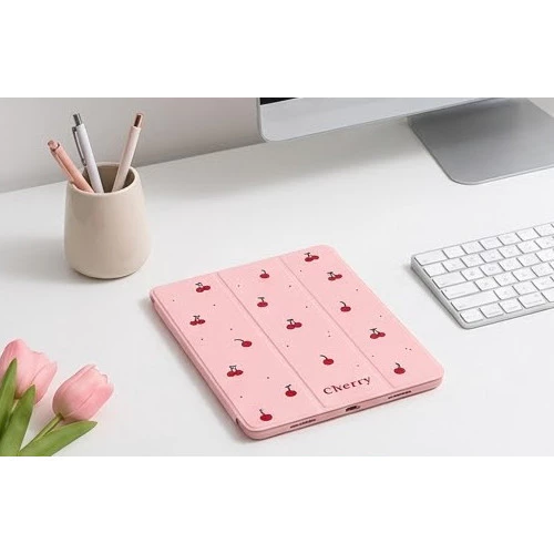 Case Cute Matte Redmi Pad 2 11" / Xiaomi Pad 7 6 5 / Redmi Pad SE 11" / SE 8.7" Baby Cherry Silicone Trifold Stand - Gambar 3