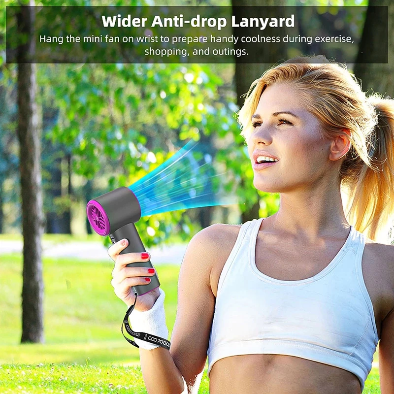 Turbo kipas tangan 5 Speeds Adjustable Tampilan Digital LED Strong Wind pendinginan Tangan Genggam - Gambar 2