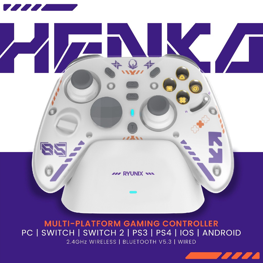 Sades Ryunix Henka G85 / G-85 Gaming Gamepad Hall Effect Tri Mode Controller with Charging Dock PS3 PS4 PC SWITCH 2 - Gambar 2