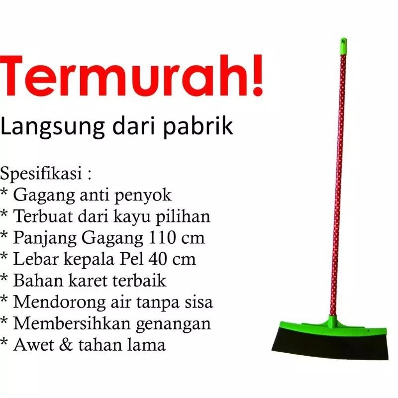 *PEL DORONG SEROKAN AIR WIPER KARET LANTAI GAGANG KAYU PANJANG - Gambar 3