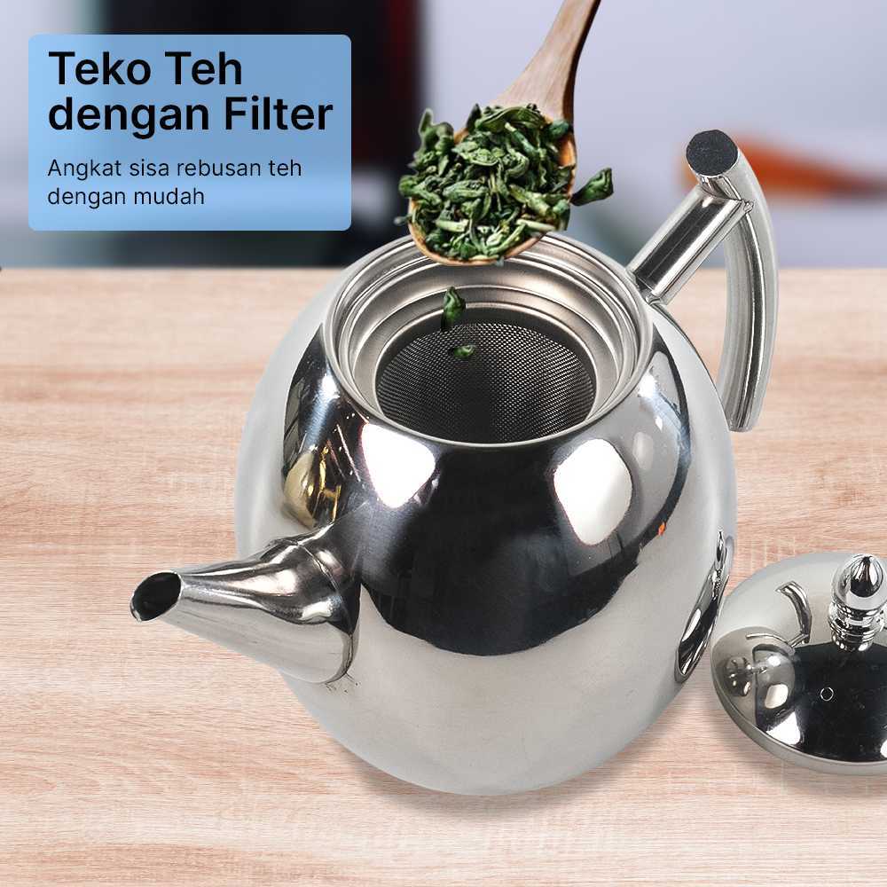 AKIEMSTR Teko Teh Stainless Steel Filter Water Kettle Teapot 1.5L - HS4050 - Gambar 3