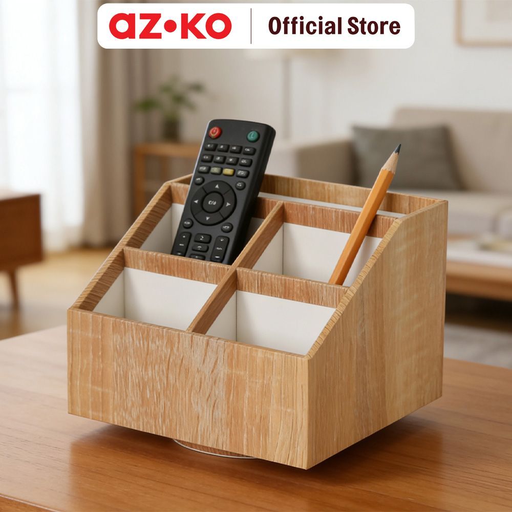 AZKO Stora Ligno Organizer Meja Dengan 5 Sekat - Cokelat Natural Desk Drawer Organizer Tempat Alat Tulis Mini Storage Laci Meja Kecil