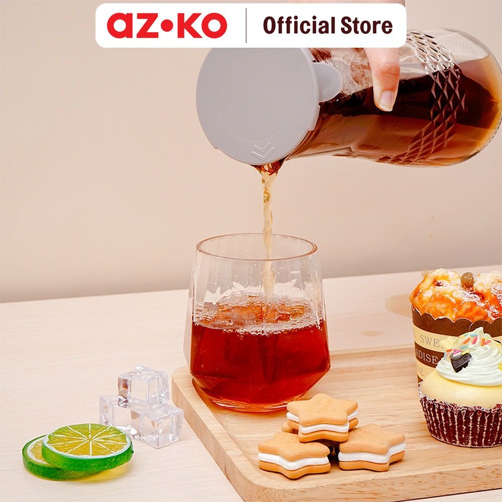 AZKO Culinart Carafe Teko Minuman Kaca Dengan Tutup 1.2 Liter Drinkware Serving Jug Party Beverage Tableware - Gambar 2