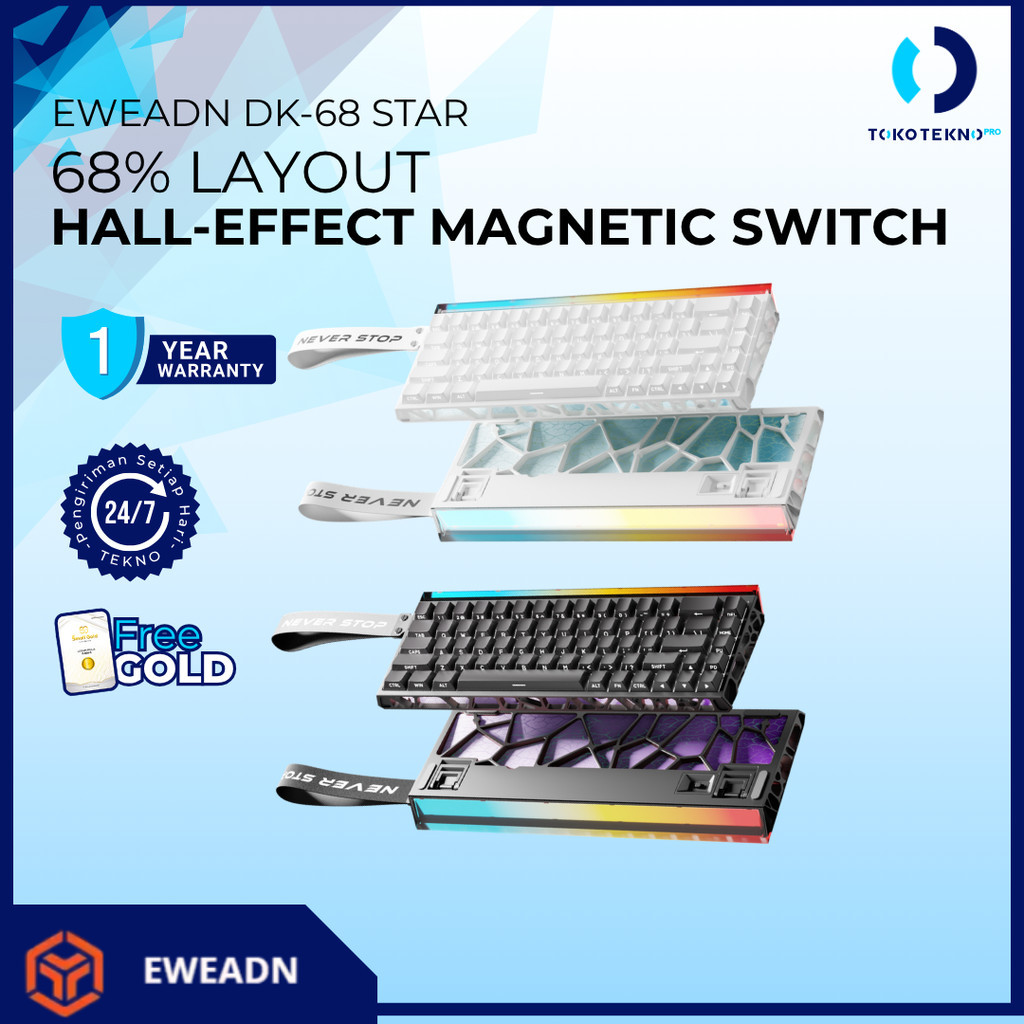EWEADN DK68 / DK-68 Star Keyboard Gaming Hall Effect RGB Light Box Magnetic Switch