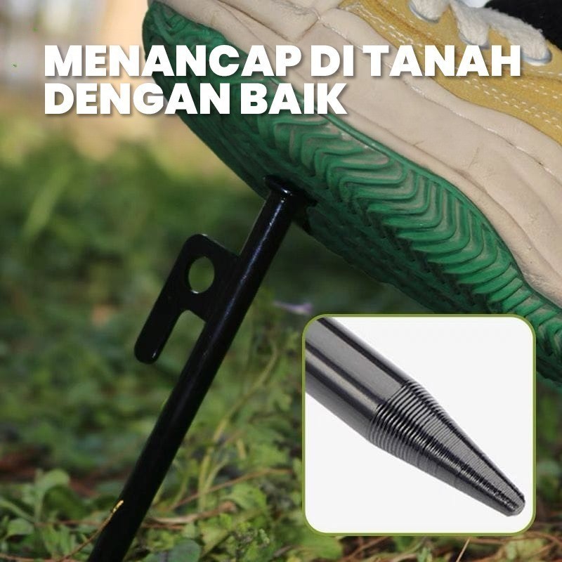 Set Pasak Tanah Paku Mim Tenda Besi Karbon 20/25/30 Cm Kuat Tahan Lama / Pilihan 4-6-8 Pcs untuk Camping Berkemah Kanopi Semua Jenis Tenda - Gambar 3