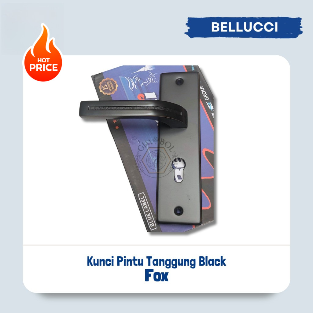 Kunci Pintu Tanggung Bellucci FOX BL ORIGINAL / Kunci Bellucci Hitam dan Putih / Kunci Pintu 20 cm Fullset PREMIUM