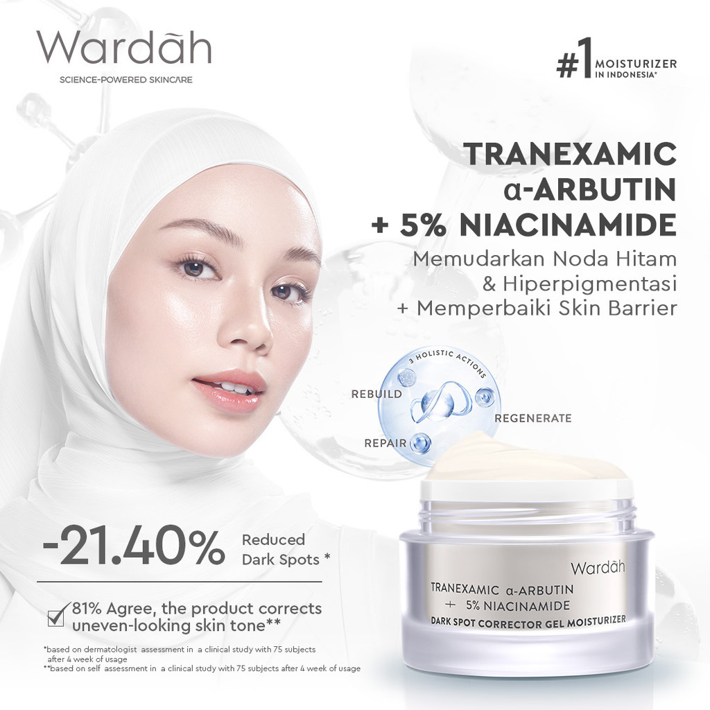 [Wardah Exclusive Member] WARDAH Gel Moisturizer Series 30 g - NEW! Collagen Moist, Tranexamic Alpha Arbutin, Symradiance, Cica Complex + Panthenol Ceramide, 14X Hyaluronic + Pentavitin, Vitamin C + Adenosine - Skincare - Gambar 2