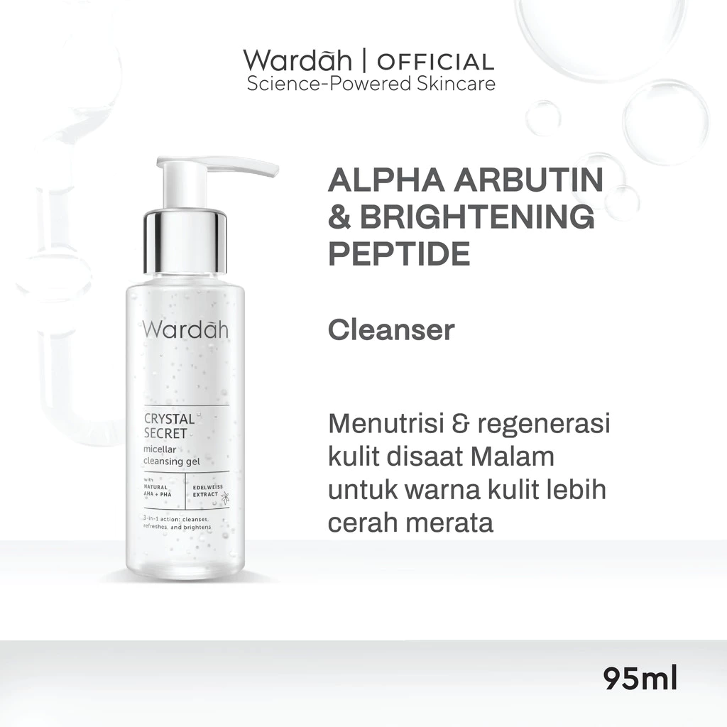 [CREATOR PICKS!] WARDAH Crystal Secret Series Lengkap - Milk Cleanser, Micellar Cleansing Gel, Foaming Cleanser, Exfoliating Toner, Pure Treatment Essence, Serum, Dark Spot Corrector, Day & Night Moisturizer, Refreshing Day Gel, Serum Mask - Skincare - Gambar 4