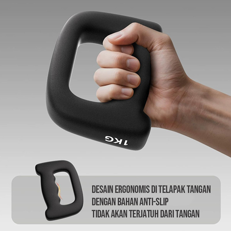 Dumbbell Barbel Sepasang 1 Kg dan 1,5 Kg Vinyl Neoprene Anti Slip untuk Olahraga di Rumah - Gambar 4