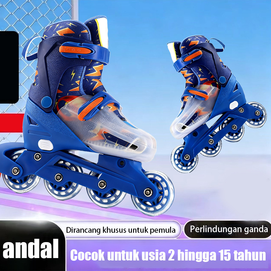 MTG - sepatu roda/sepatu roda Oxelo/Sepatu es anak-anak terbaru tahun 2026, lampu kedip/tidak licin/anti goyang/lnline skate/star/ukuran dapat disesuaikan/pu/gaya bajaj/mode skateboard - Gambar 3