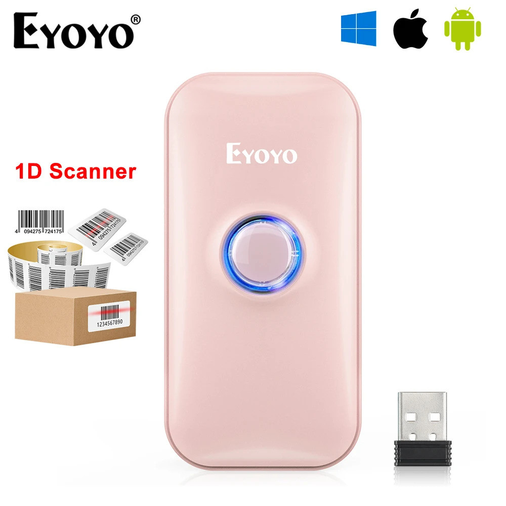 Eyoyo 1d Bluetooth Barcode Scanner Mini Pink For Women, Library ...