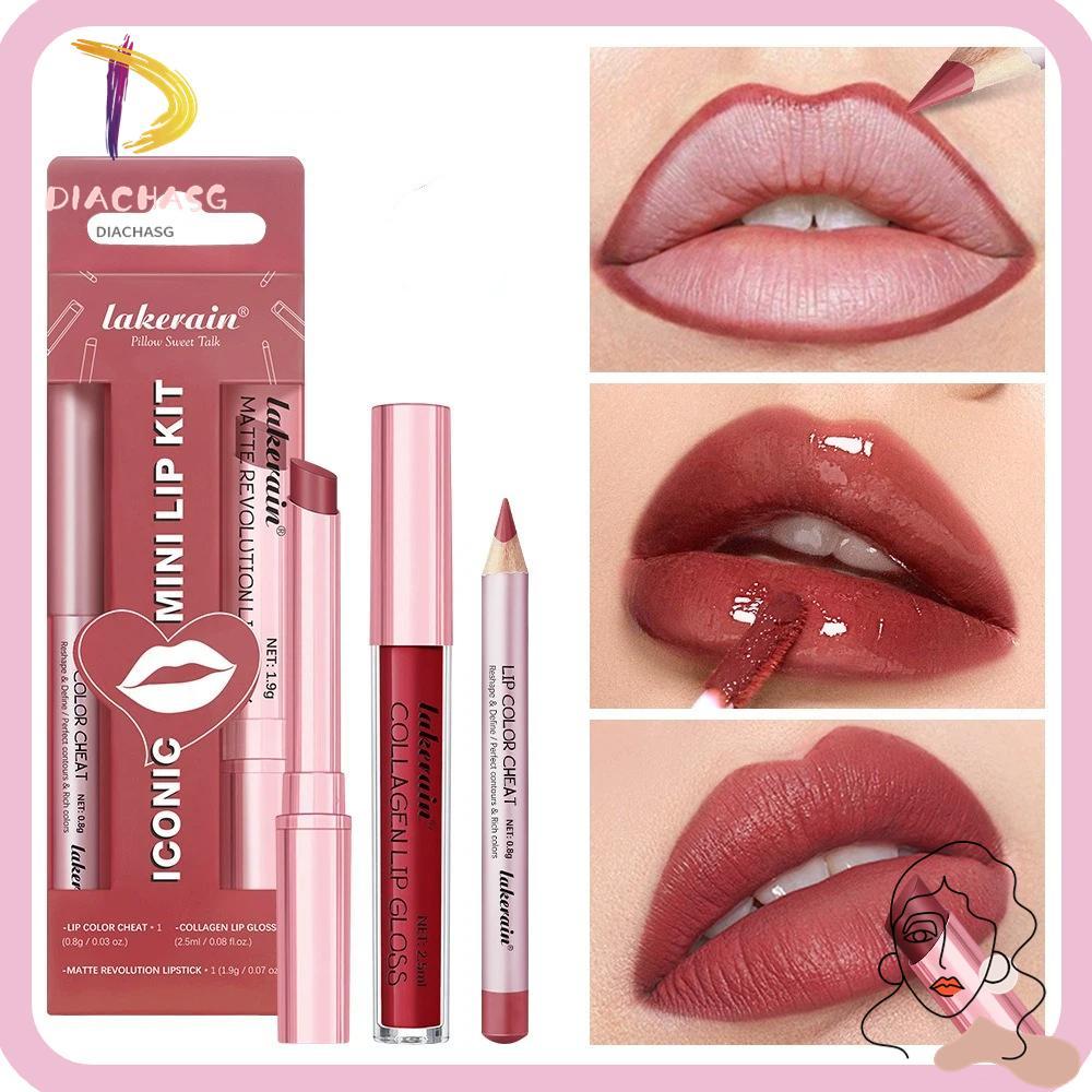 DIACHASG Lip Liner Lipstick Combo, Smudge-Proof Long-Lasting Lip Volume ...