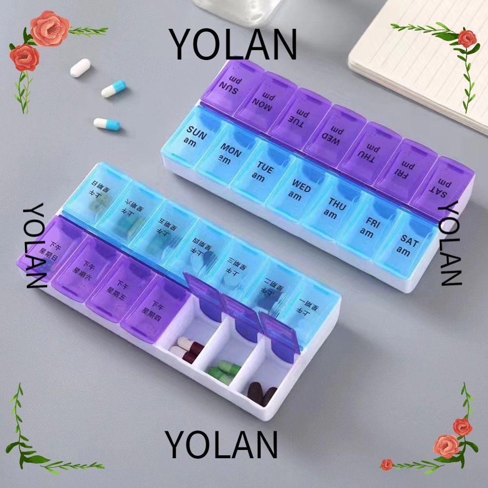 YOLANDAGOODS Pill Storage Box, Moisture-proof Double Row Pill Box, 14 ...