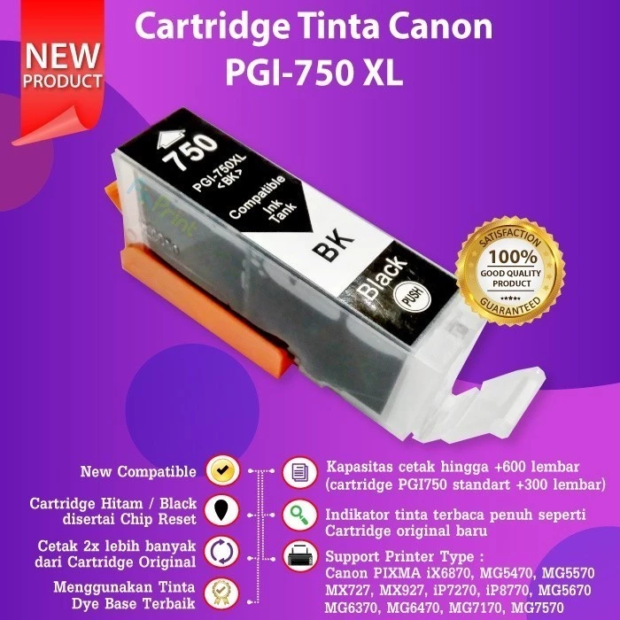 FixPrint Cartridge Tinta Compatible PGI750 CLI751 750 751 Printer IX6770 Compatible Cartridge for Canon PGI750 XL B=23ml CLI751 XL BCMY=12ml - IP7270 MG5470 Compatible Canon PGI750 XL CLI751 XL IP7270 MG5470 - Gambar 3