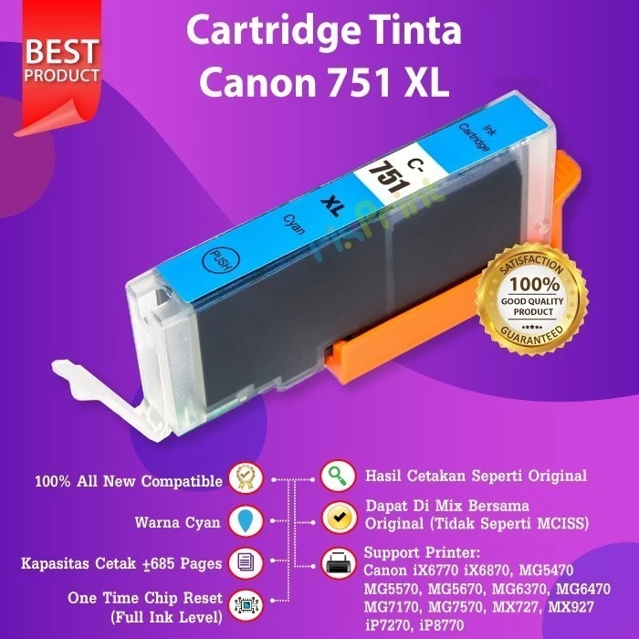 FixPrint Cartridge Tinta Compatible PGI750 CLI751 750 751 Printer IX6770 Compatible Cartridge for Canon PGI750 XL B=23ml CLI751 XL BCMY=12ml - IP7270 MG5470 Compatible Canon PGI750 XL CLI751 XL IP7270 MG5470 - Gambar 4
