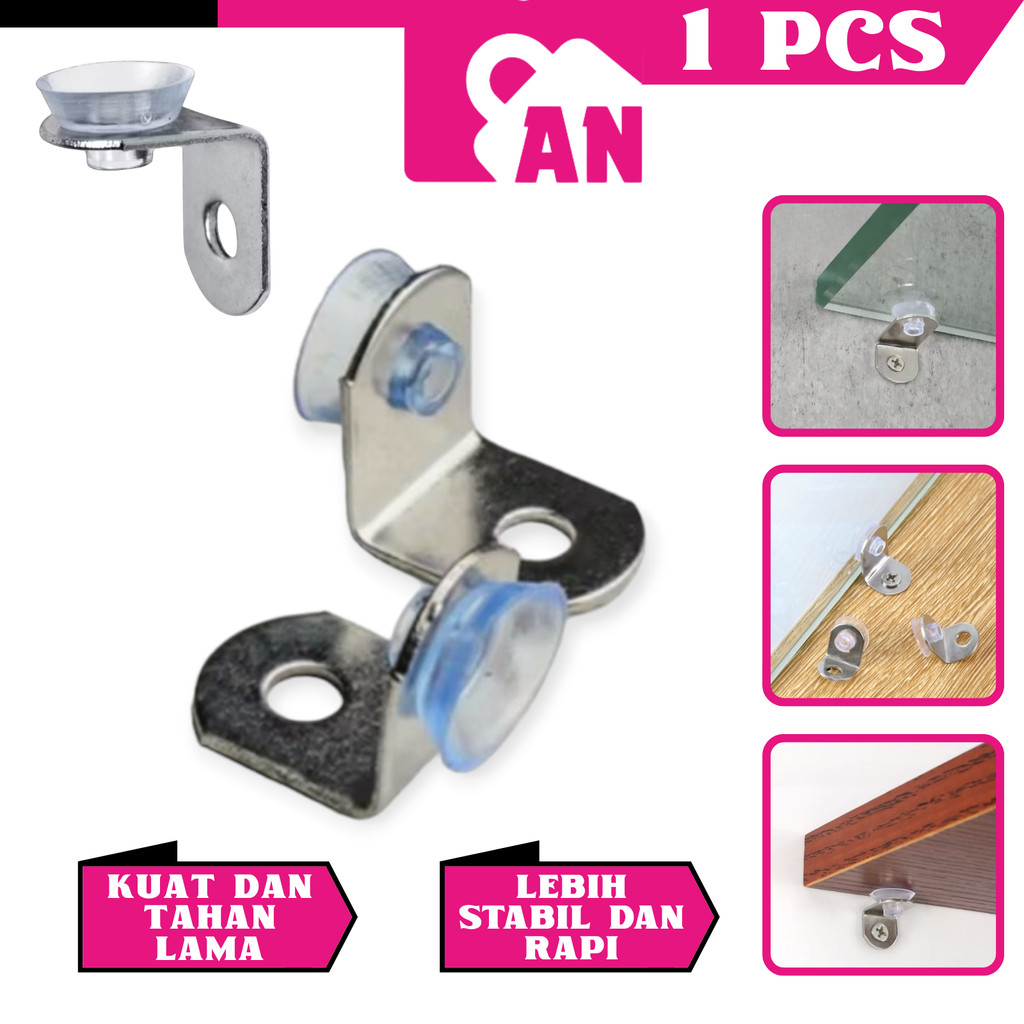 1PCS Skrup Penyangga Rak Ambalan Kaca Cop Siku Sekrup Kop L Penahan Papan Kayu Bracket A200