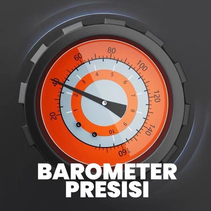 Pompa Angin Ban Manual Tekanan Tinggi 160 PSI Tabung Baja Anti Karat Barometer Portable - Gambar 4