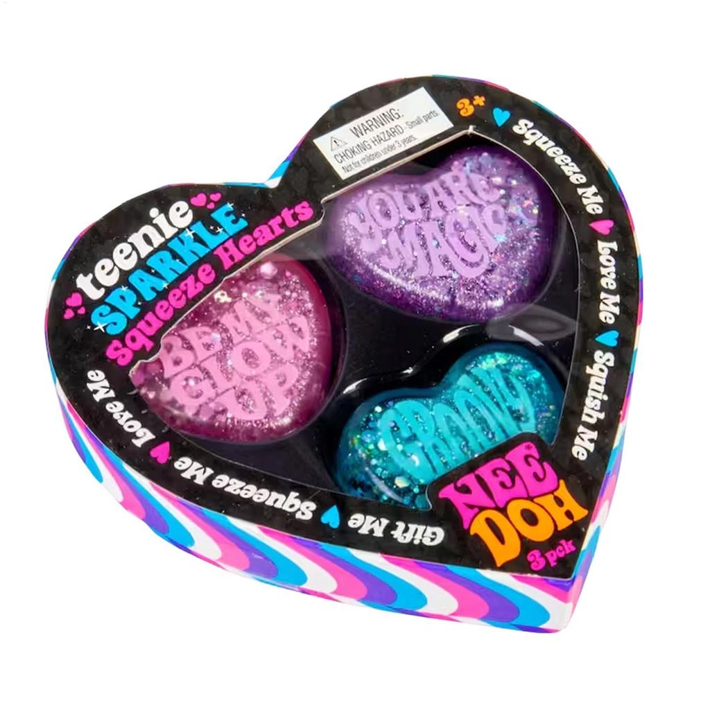 Schylling NeeDoh Teenie Sparkle Hearts Squeeze Sensory Toy Slow Rising ...