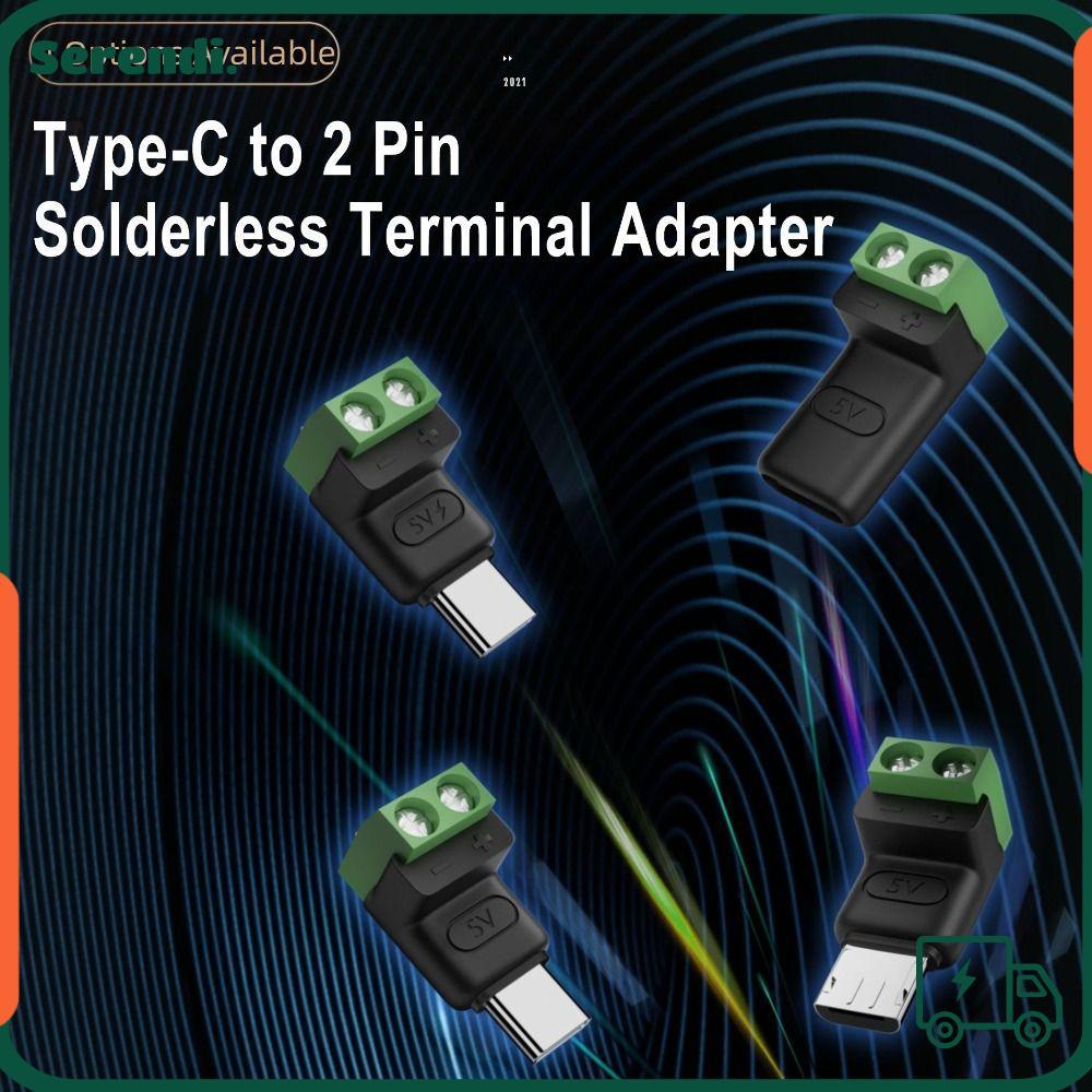 SERENDI Crimp Terminal Block, 5V Screw USB C to 2Pin Terminal Adapter ...