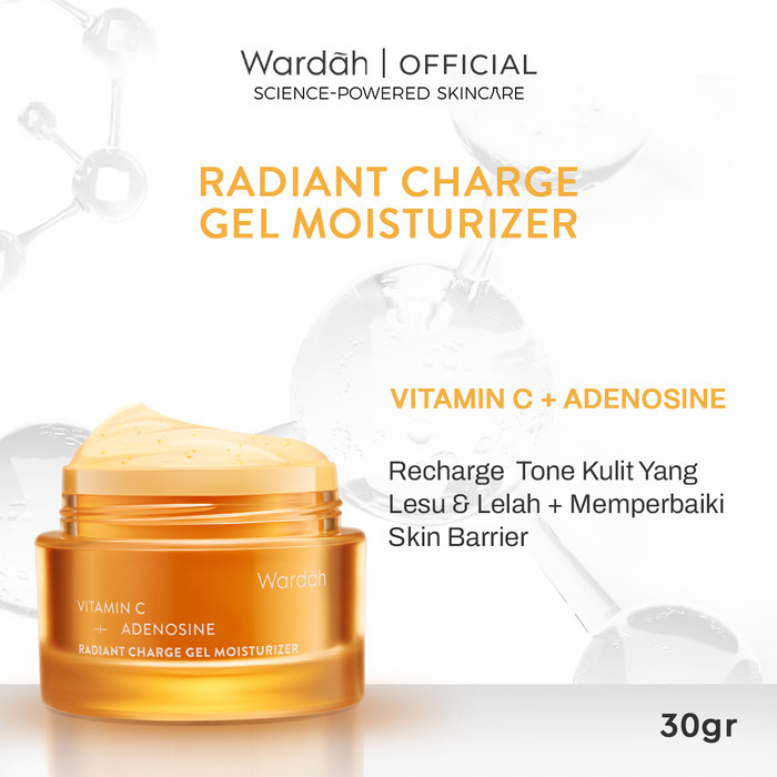 NEW! Wardah Vitamin C + Adenosine Radiant Charge Gel Moisturizer 30 g