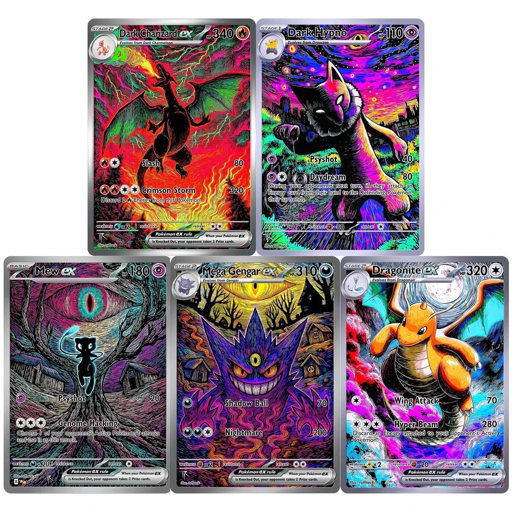 Pokemon DIY PTCG Collection Cards CHARIZARD DRAGONITE GENGAR MEW Self ...