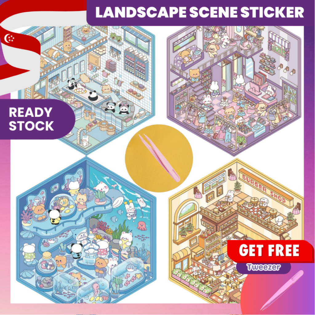 KW - Gifts Friends 3D DIY Sticker Book, Miniature Scene Craft ...