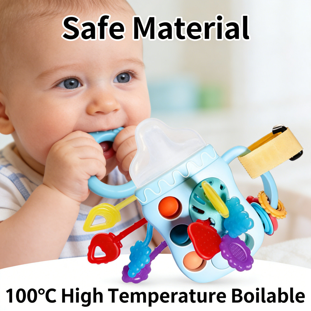 Educational Rattle for Children Baby Milk Bottle Grip Biting Milk ...