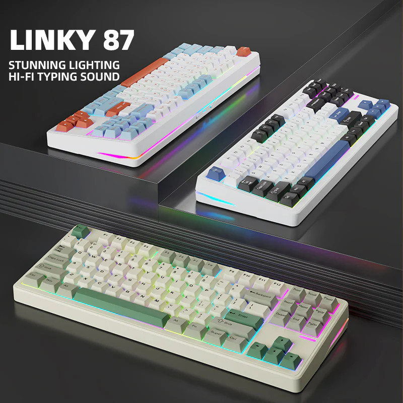 ELEC FOX / ELECFOX Linky-87 / Linky 87 PRO TKL Mechanical Keyboard 87% LED Gaming Keyboard 3in1 Connection - Gambar 3