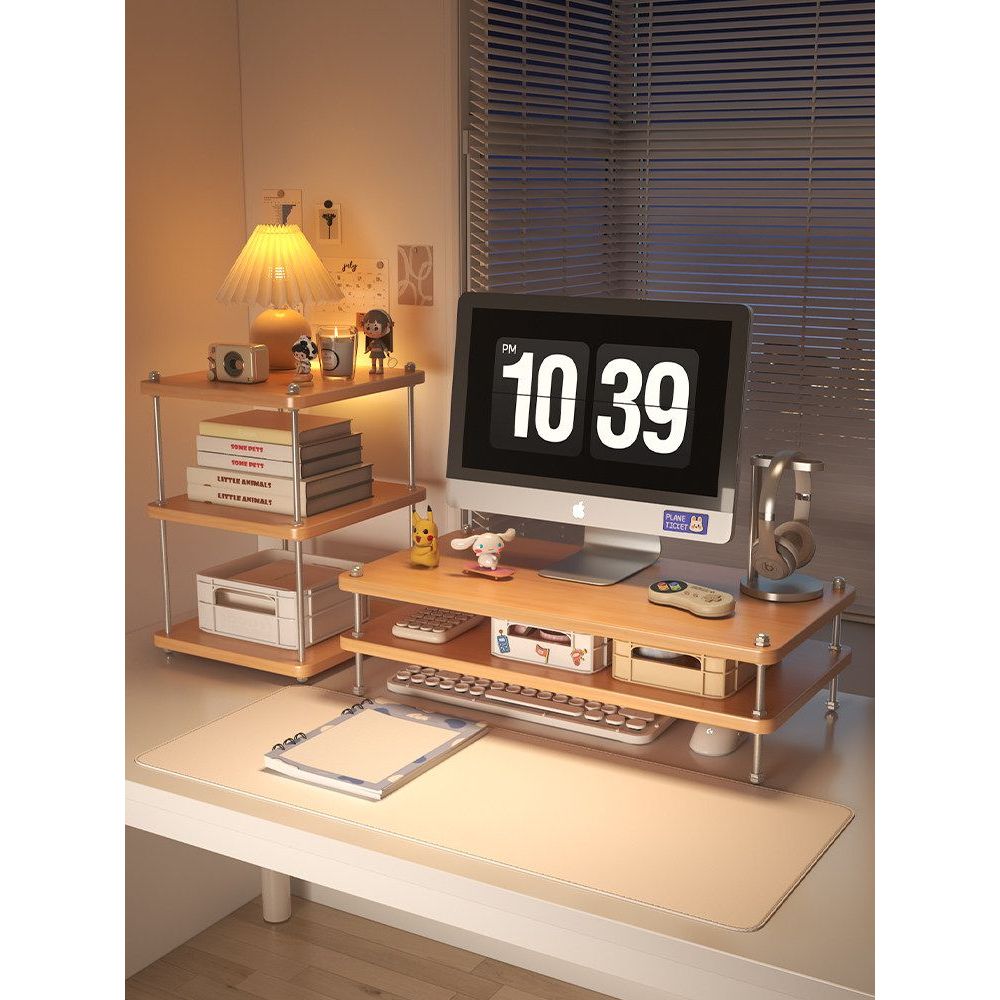 Solid Wood Computer Monitor Elevated Rack Screen Support Bracket Base ...