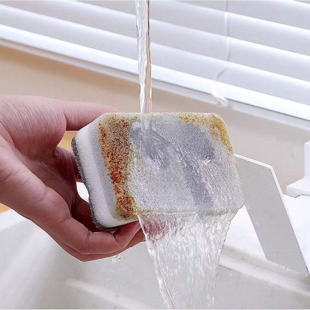 1PCS Spons Cuci Piring Dua Sisi Sponge Panci Busa Penghilang Kerak Minyak Spon Double Side A135 - Gambar 3
