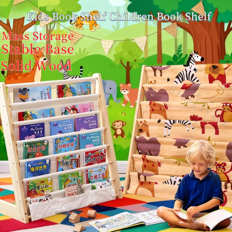 Kids Book Rack Storage / Solid Wood Children Book Shelf Rack/Kids Book ...