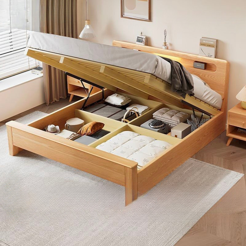 Nordic Solid Wood Bed Frame Storage Bed Frame With Mattress Super ...