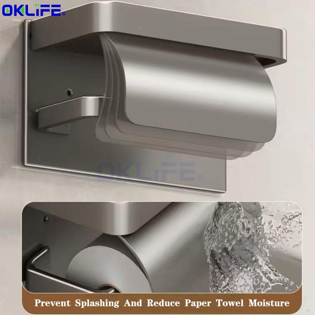 Toilet paper holder with shelf Bathroom tissue holder Waterproof toilet paper holder alternate view