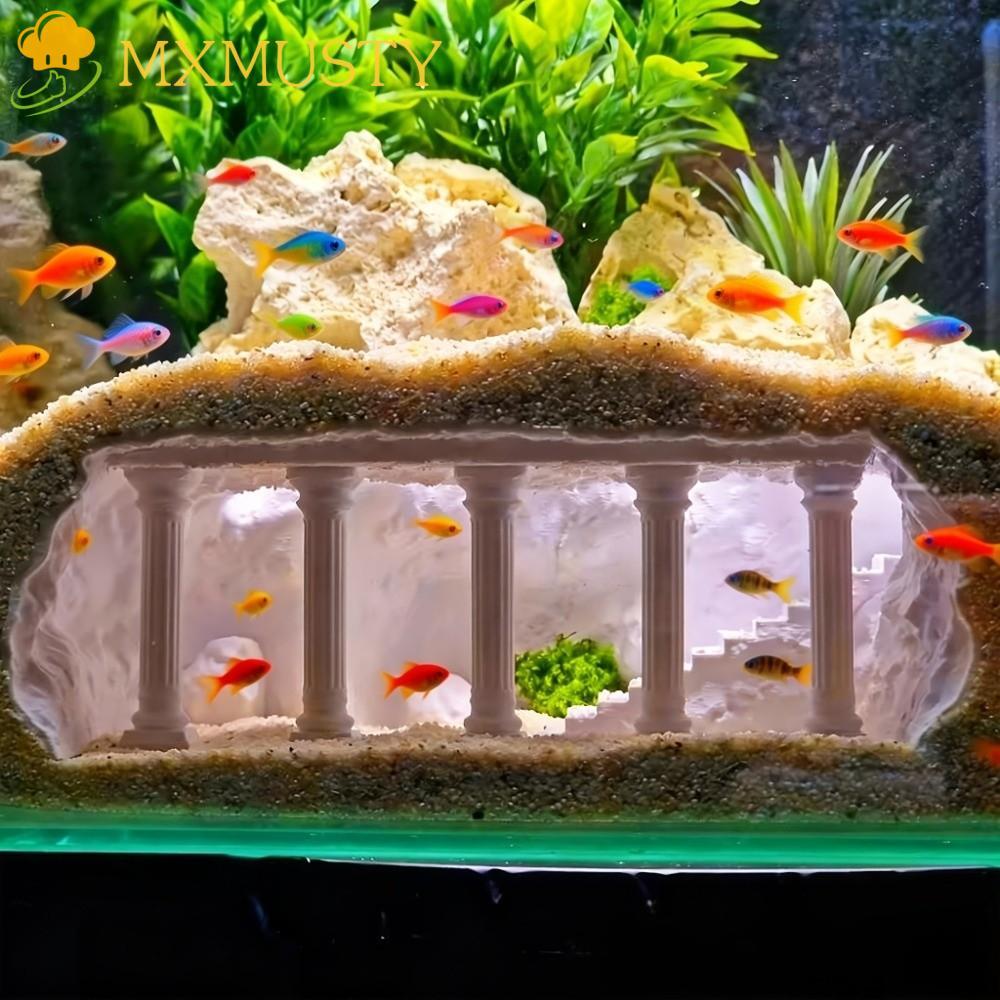 MXMUSTY Fish Tank Cave, 3D Printing Artificial Roman Column Aquarium ...
