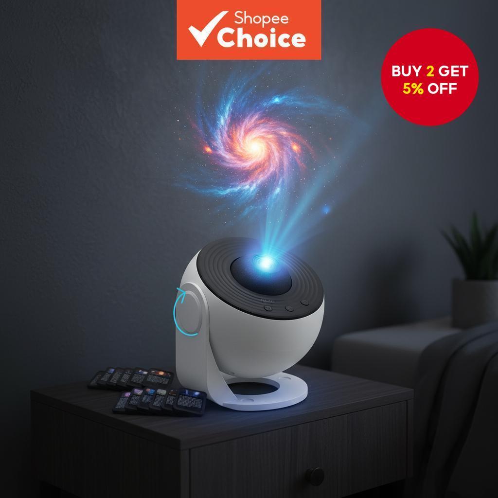 360° Rotating LED Galaxy Projector – Starry Earth, Moon, Nebula for ...