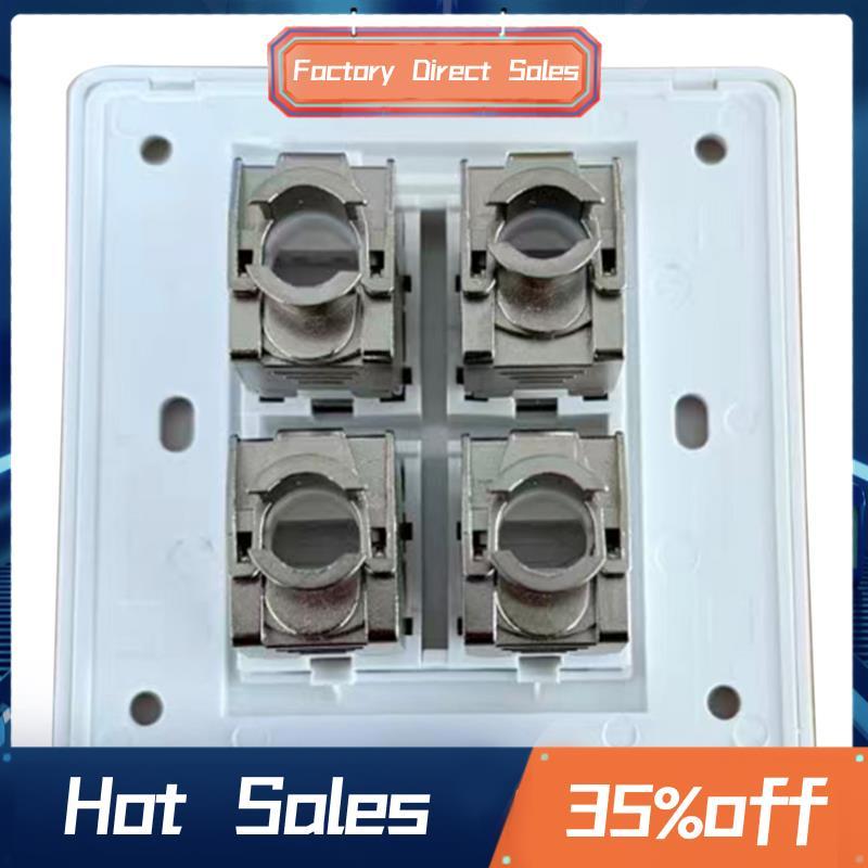 4 Sockets CAT6A RJ45 Faceplate LAN Network Outlet Jack Shielded ...